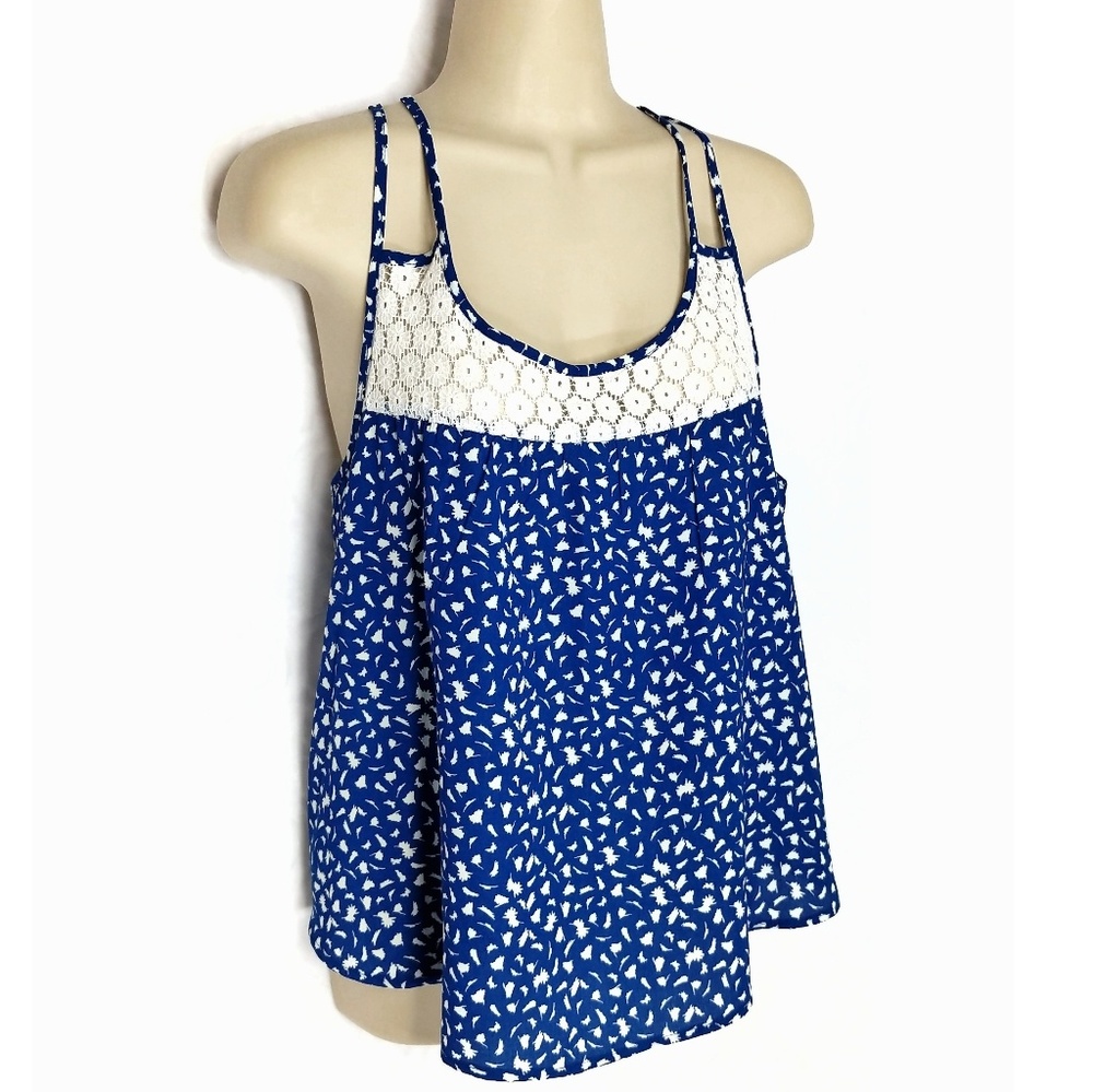 E&M Strappy Eyelet Lace Summer Tank Sz L - Picture 1 of 8